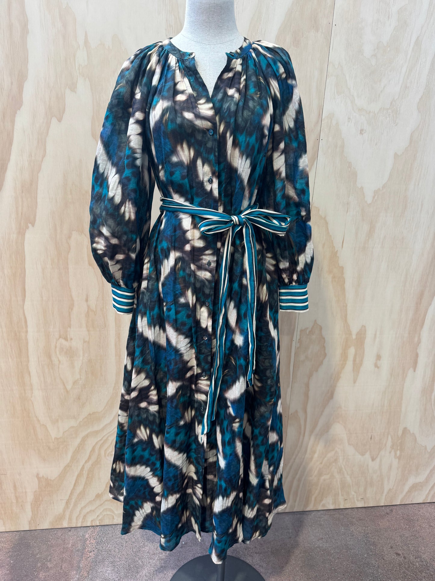 HUSK TIE DIE SHIRT MAXI DRESS - SIZE XS