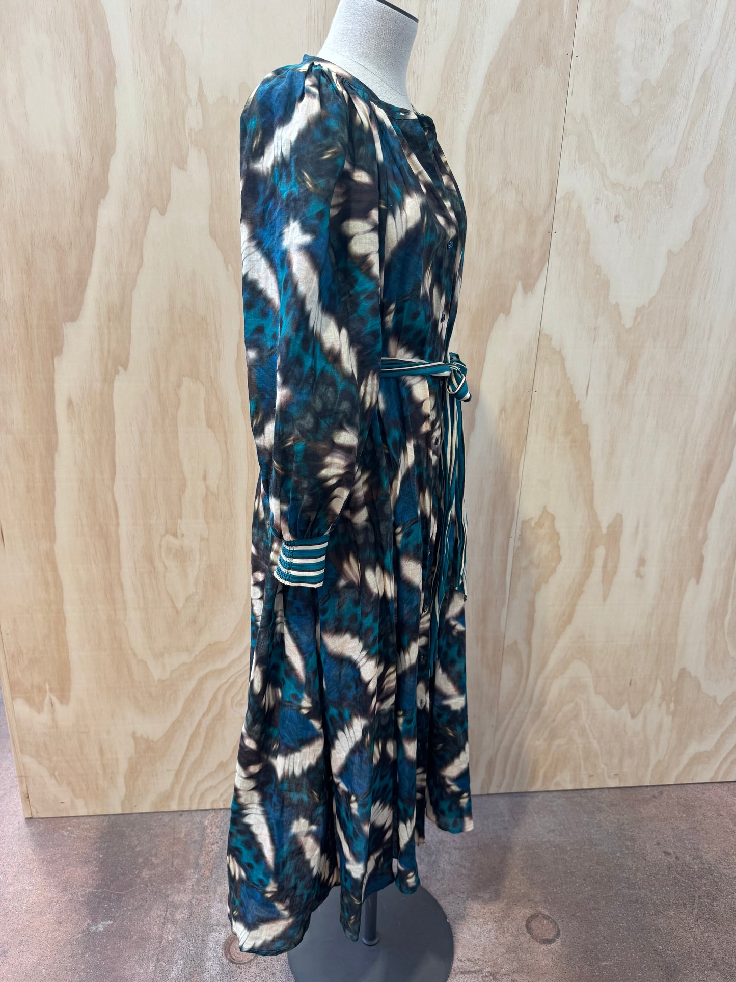 HUSK TIE DIE SHIRT MAXI DRESS - SIZE XS