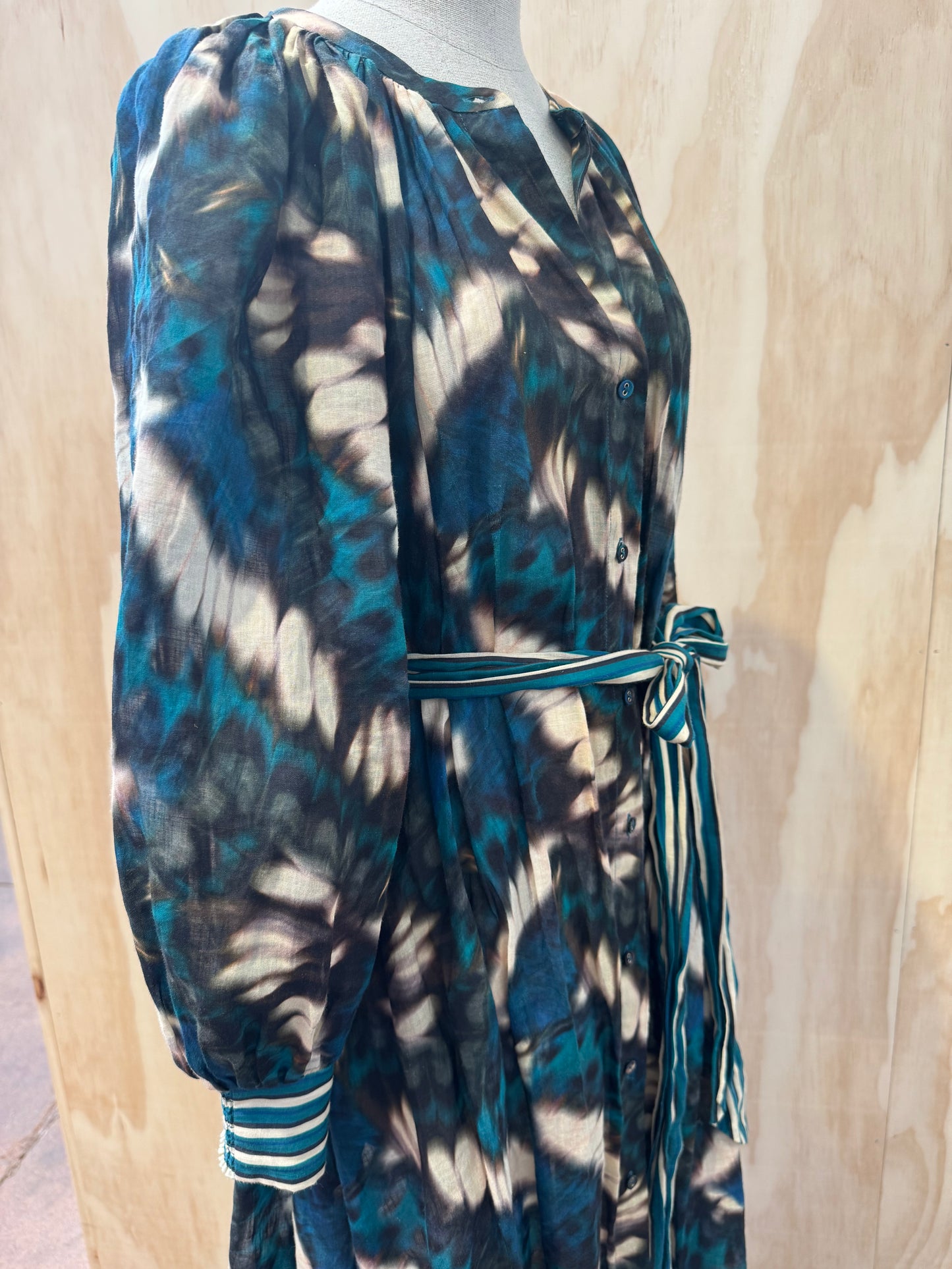 HUSK TIE DIE SHIRT MAXI DRESS - SIZE XS