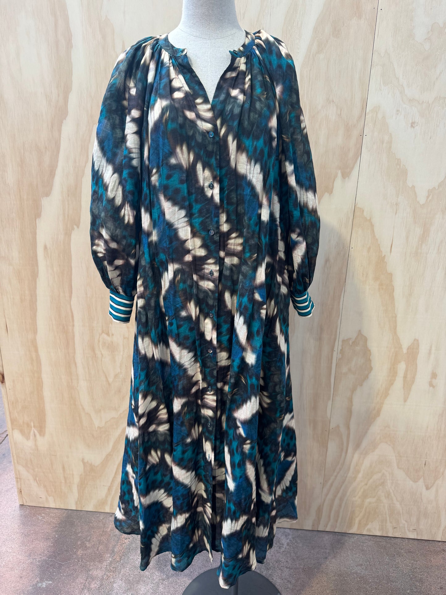 HUSK TIE DIE SHIRT MAXI DRESS - SIZE XS