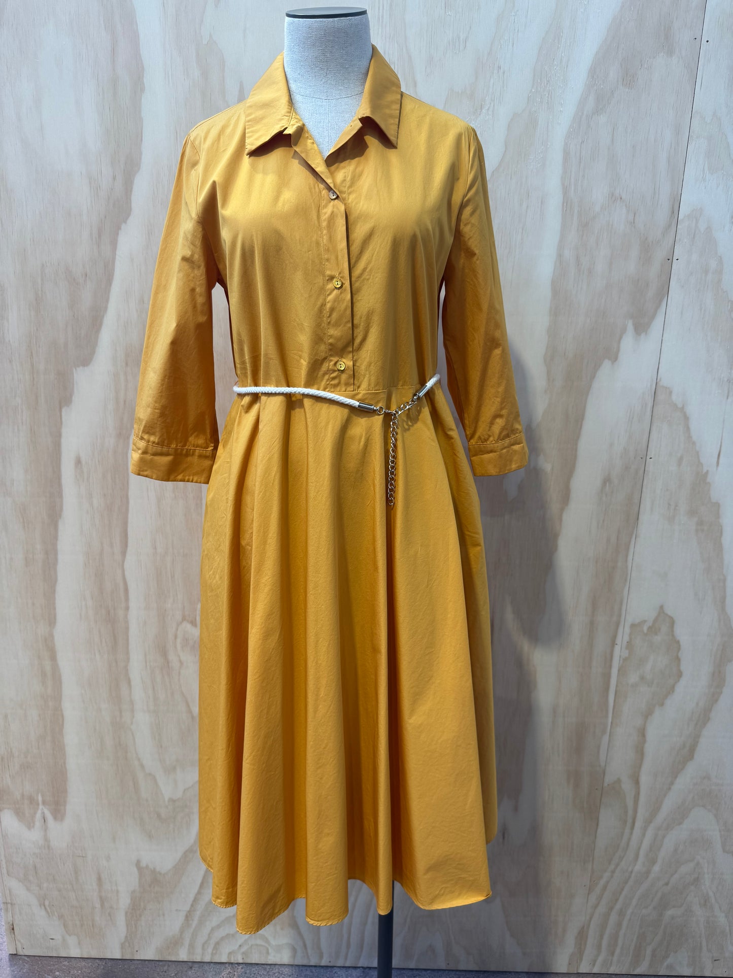 MAX MARA MUSTARD SHIRT DRESS - SIZE 12