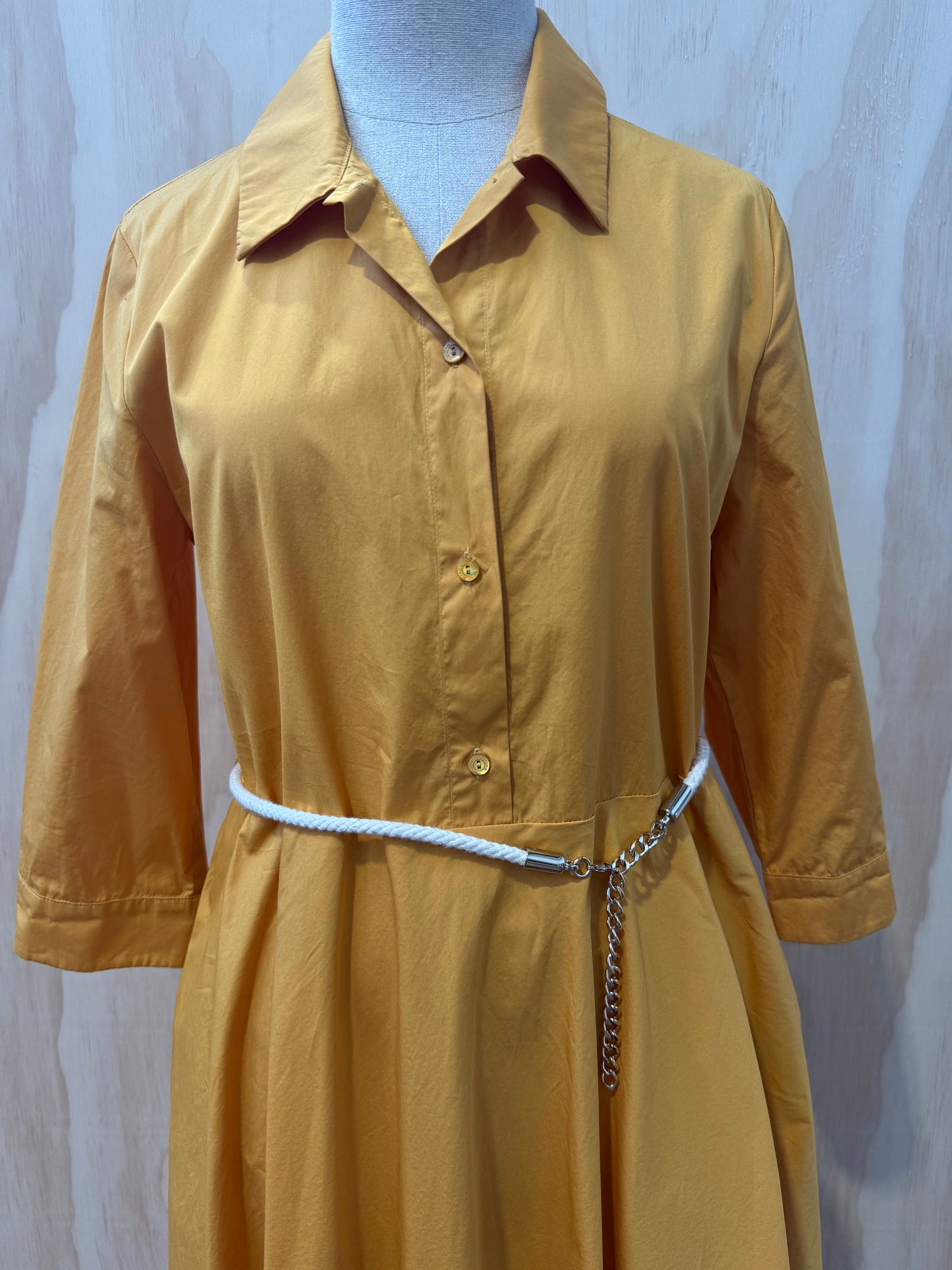 MAX MARA MUSTARD SHIRT DRESS - SIZE 12