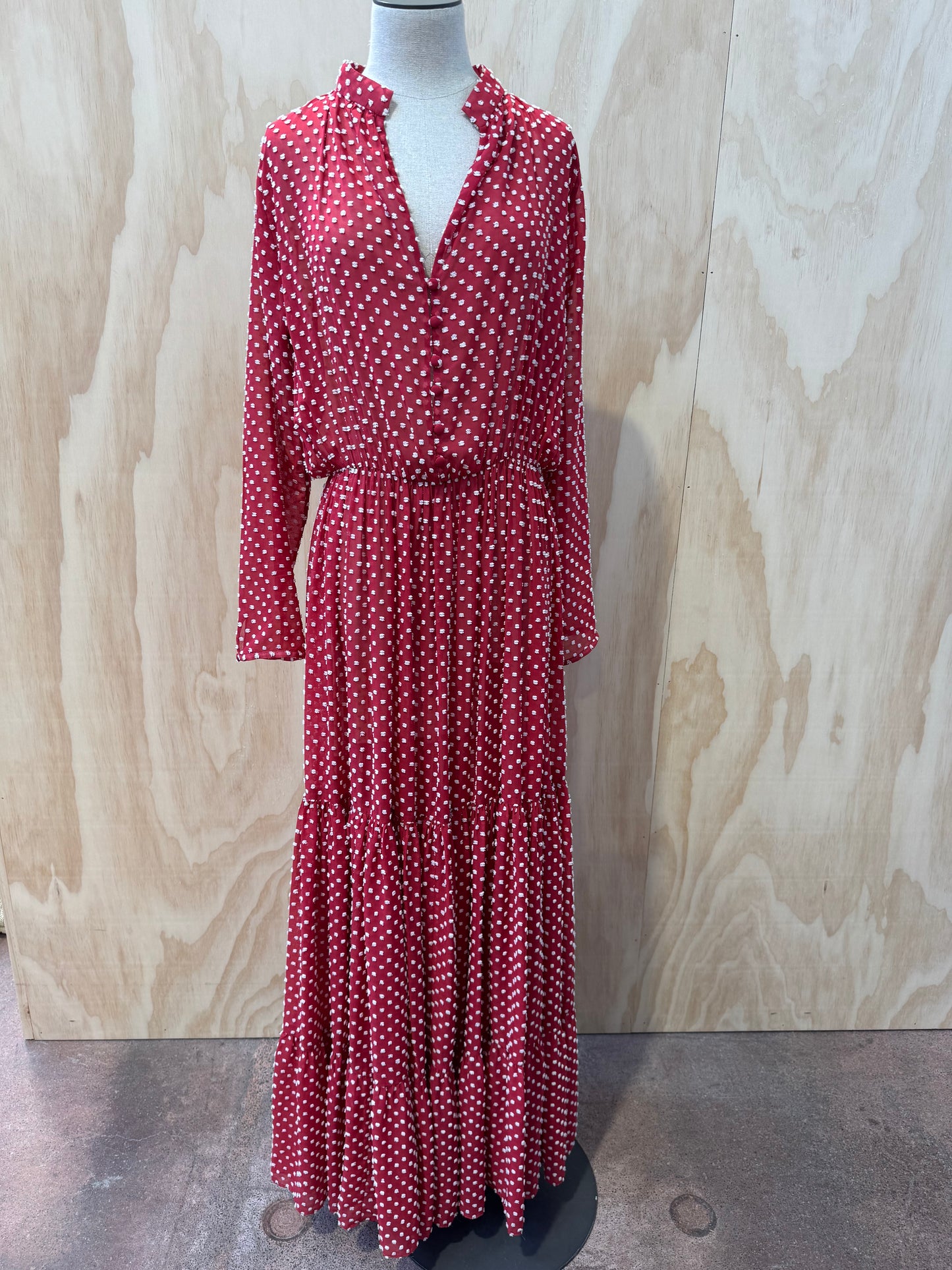 SALONI POLKA DOT RED MAXI DRESS - SIZE 12