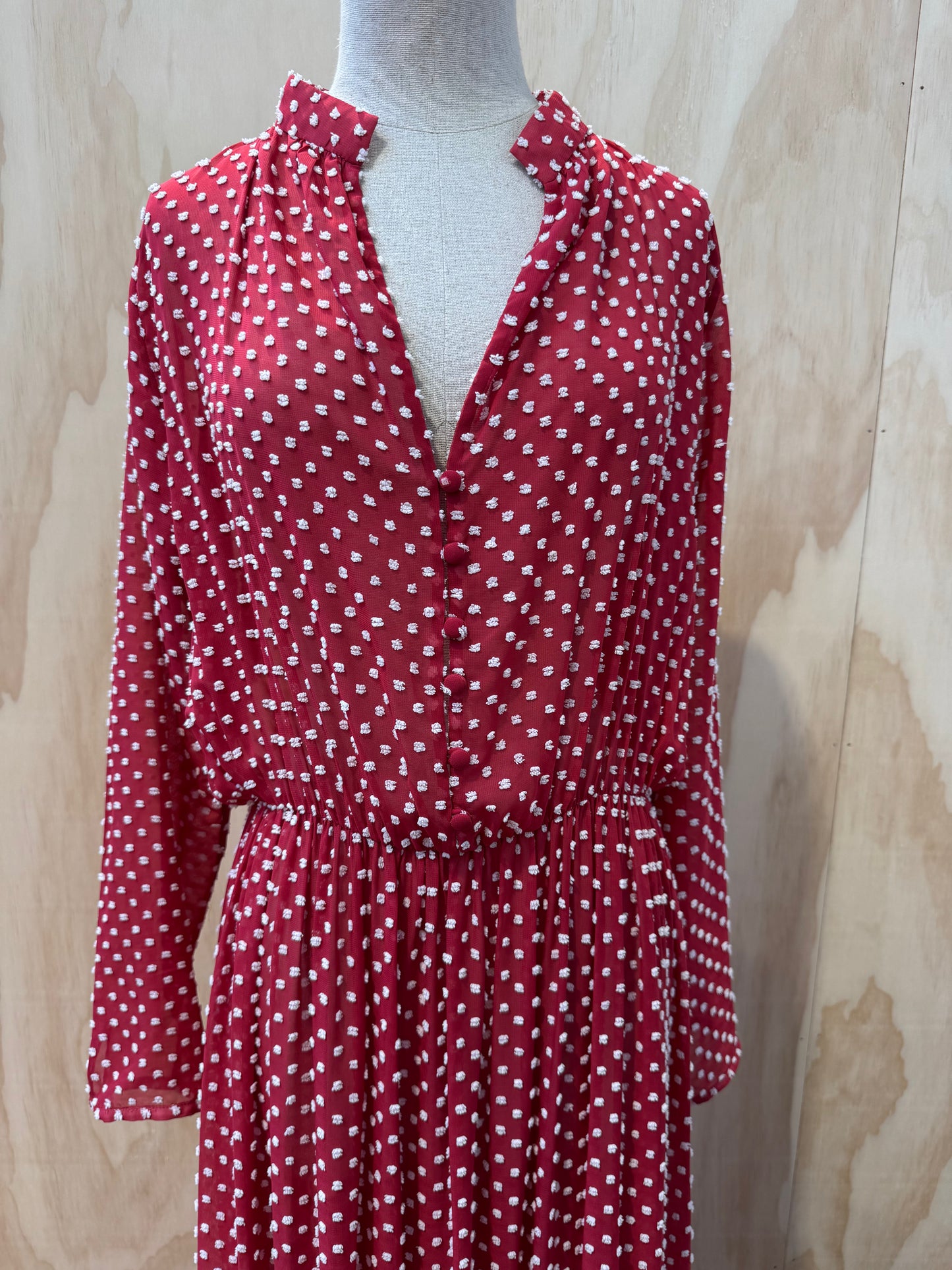 SALONI POLKA DOT RED MAXI DRESS - SIZE 12