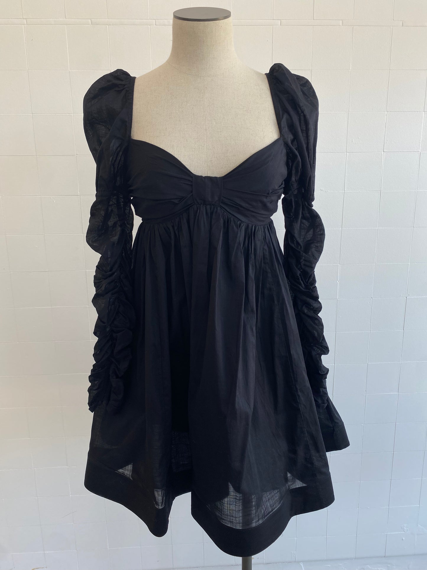 ZIMMERMANN RUCHED BLACK MINI DRESS - SIZE 1