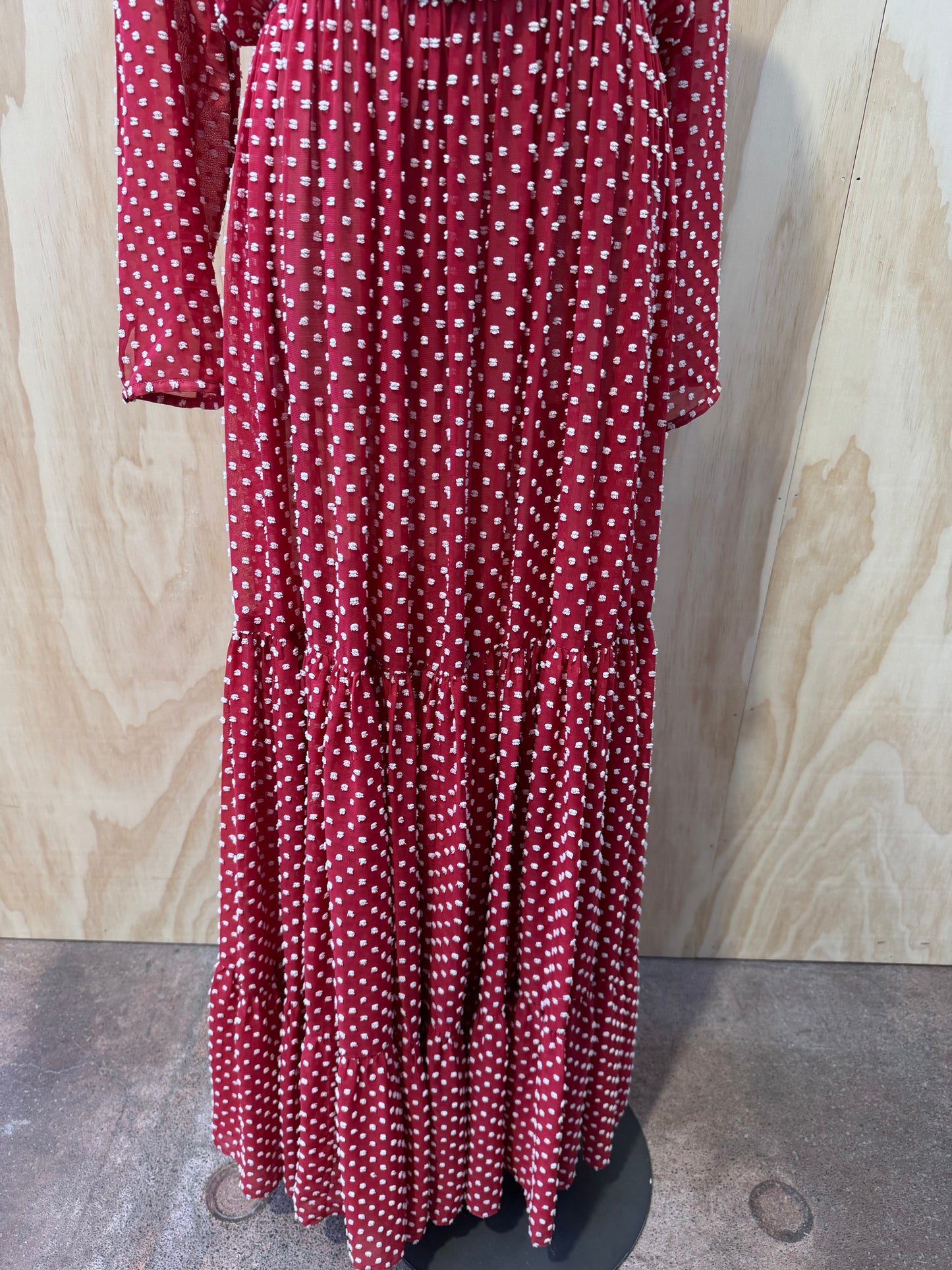 SALONI POLKA DOT RED MAXI DRESS - SIZE 12