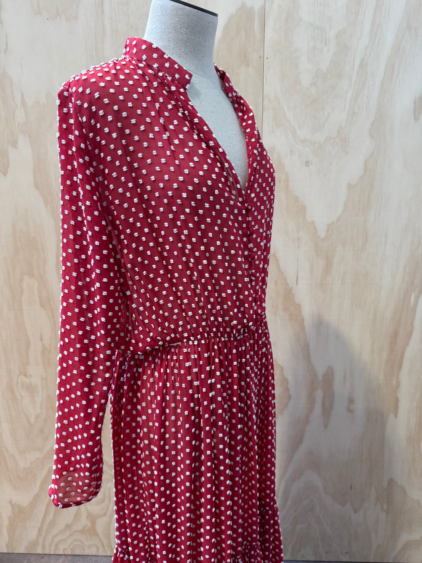 SALONI POLKA DOT RED MAXI DRESS - SIZE 12