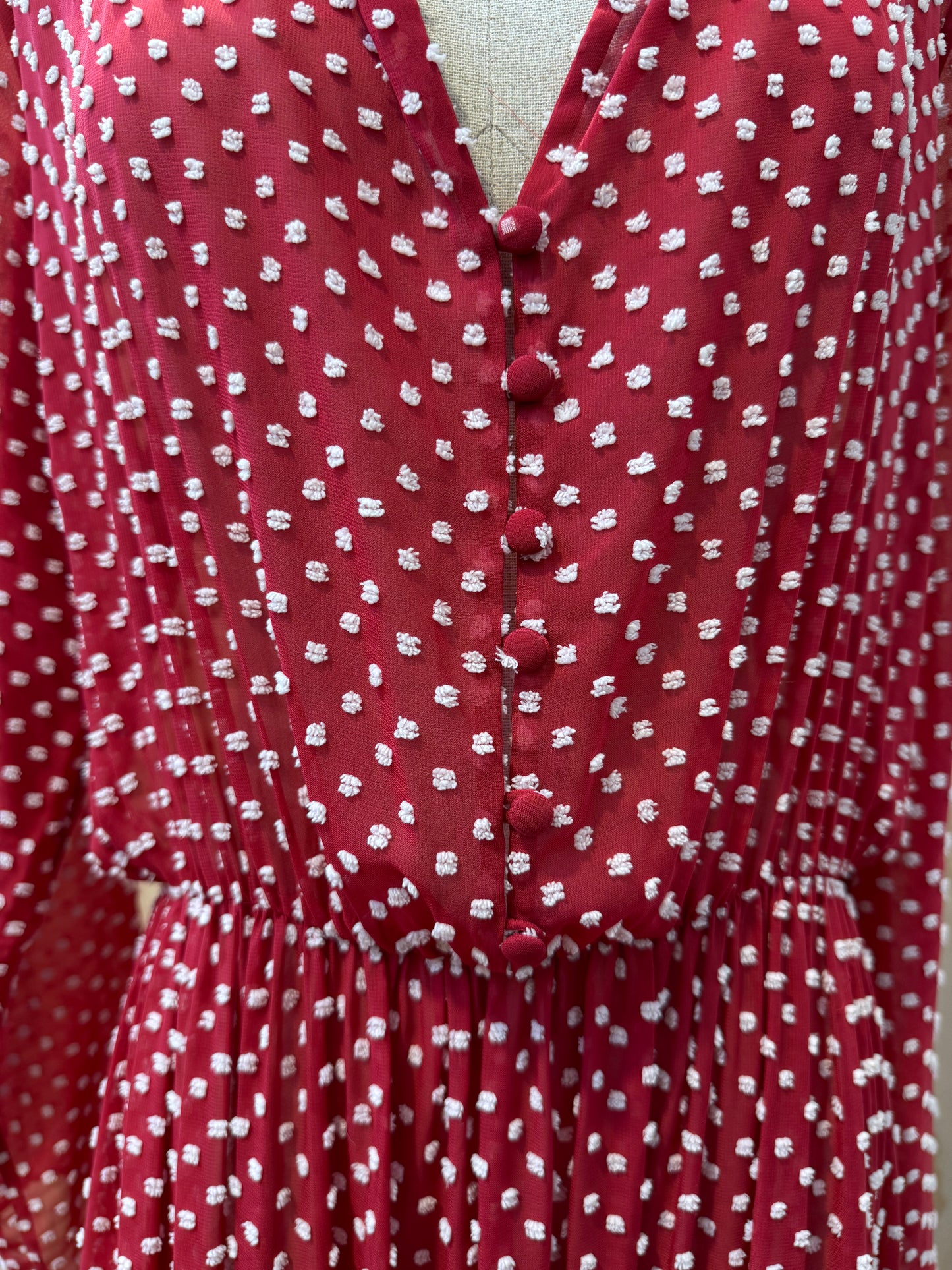 SALONI POLKA DOT RED MAXI DRESS - SIZE 12