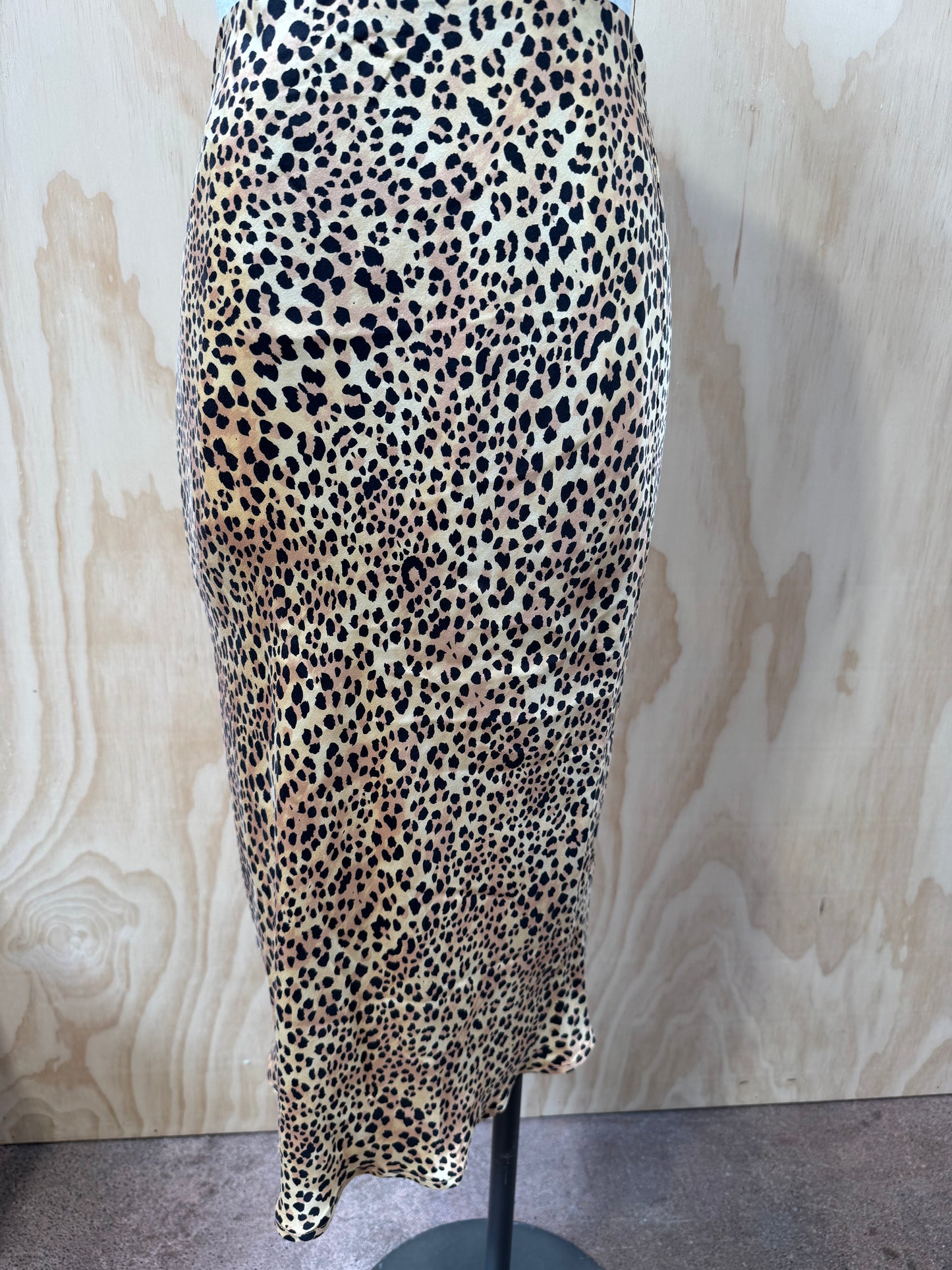 SILK LAUNDRY LEOPARD SILK SKIRT - SIZE M