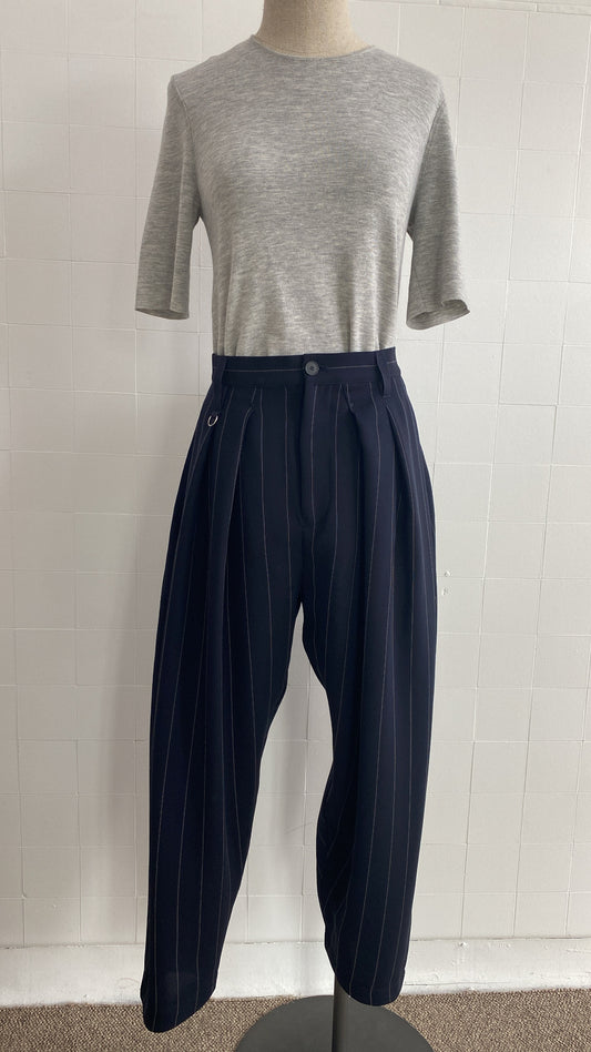 HIGH NAVY WITH WHITE PIN STRIPE PANTS - SIZE 14