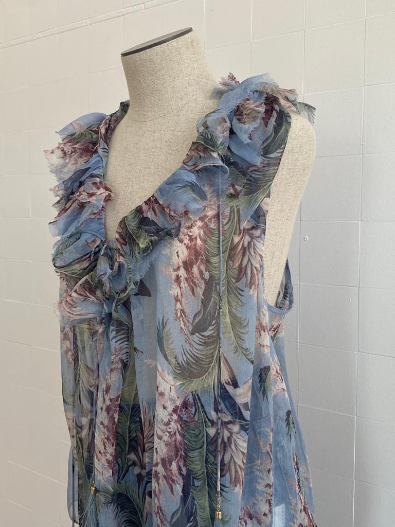 ZIMMERMANN SLEEVELESS SHEER FLORAL TOP SIZE - 0