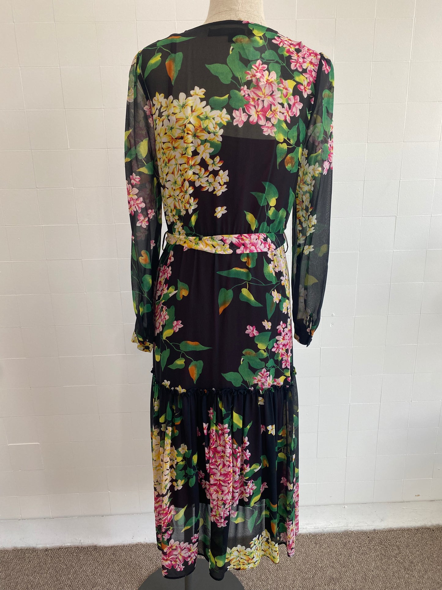 TRELISE COOPER FLORAL LONG SLEEVE MIDI DRESS - SIZE 6