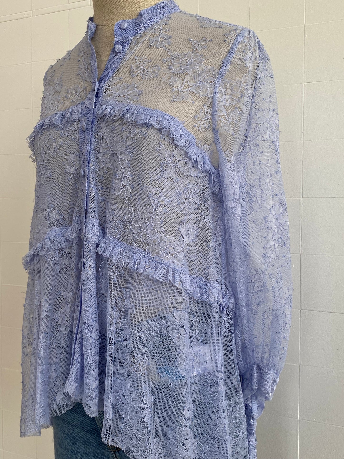 SCANLAN THEODORE L/S LILAC LACE SHIRT- SIZE S/M