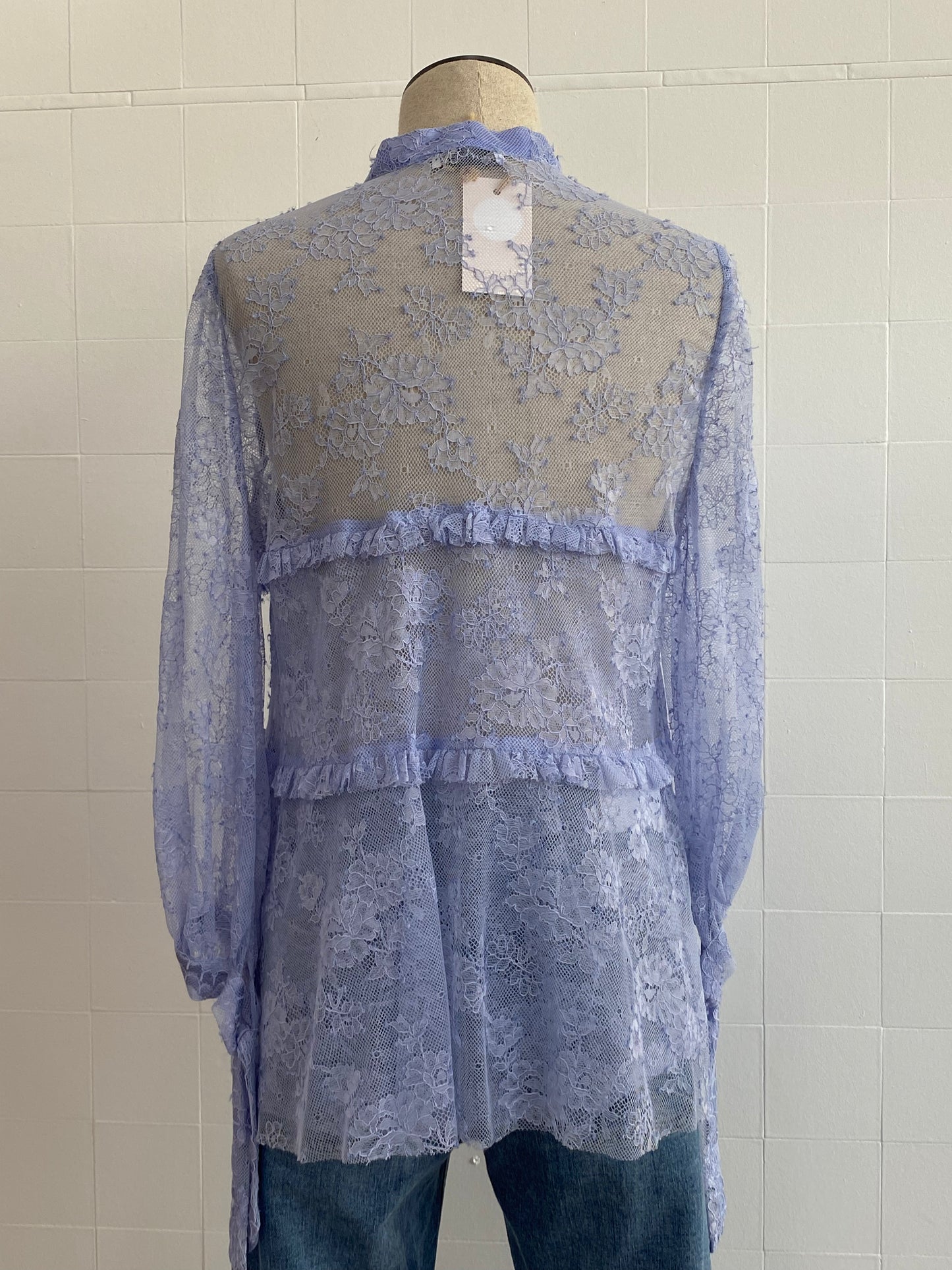 SCANLAN THEODORE L/S LILAC LACE SHIRT- SIZE S/M