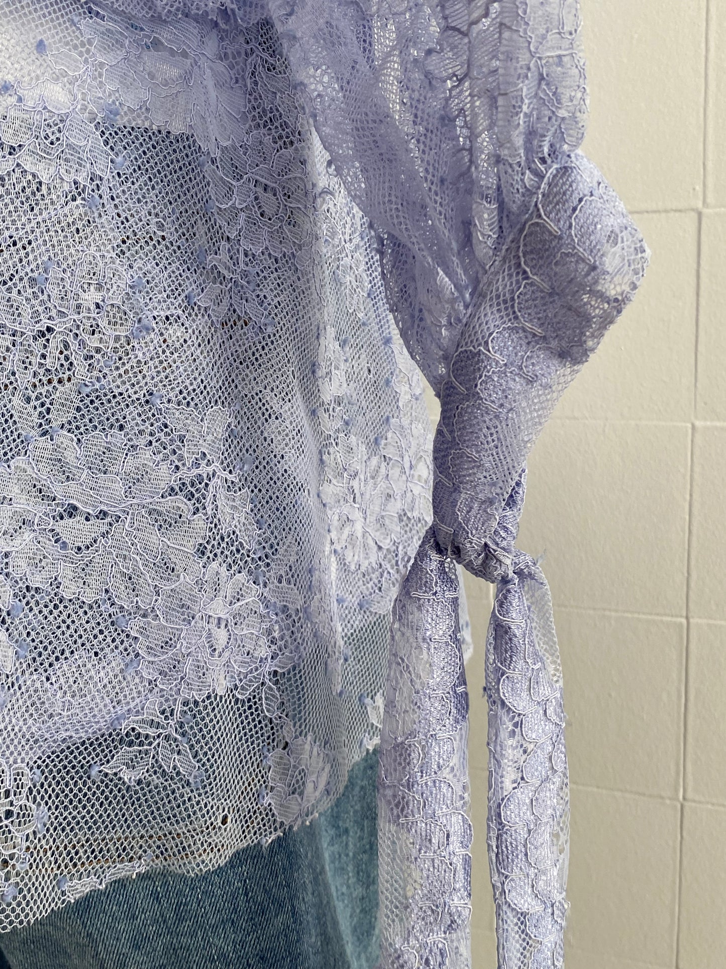 SCANLAN THEODORE L/S LILAC LACE SHIRT- SIZE S/M