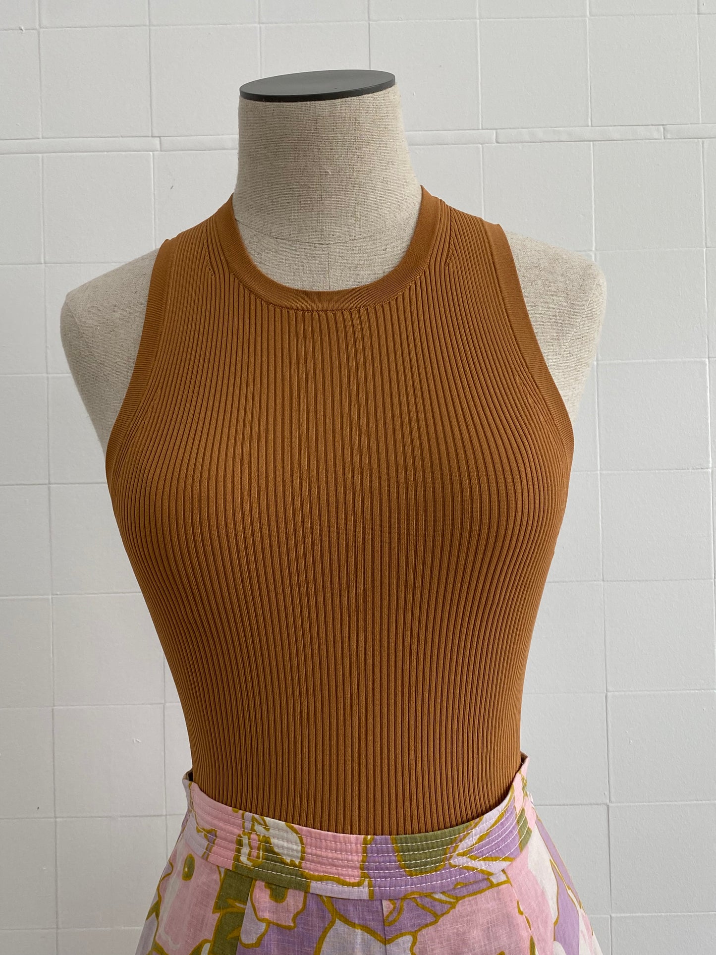 ZIMMERMANN ANDIE KNIT RACER TANK TAN - SIZE 0 (SIZE 8)