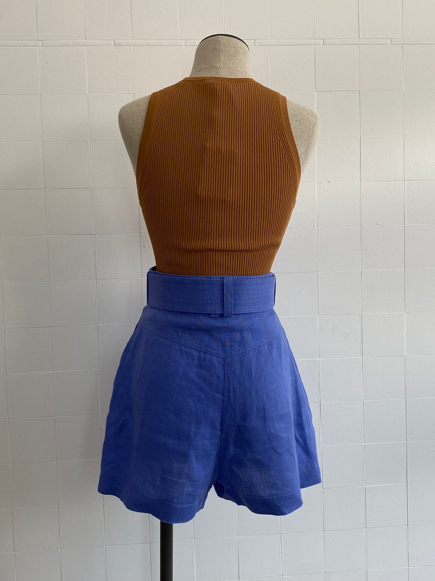 ZIMMERMANN BLUE CORSAGE SAFARI SHORT - SIZE 1