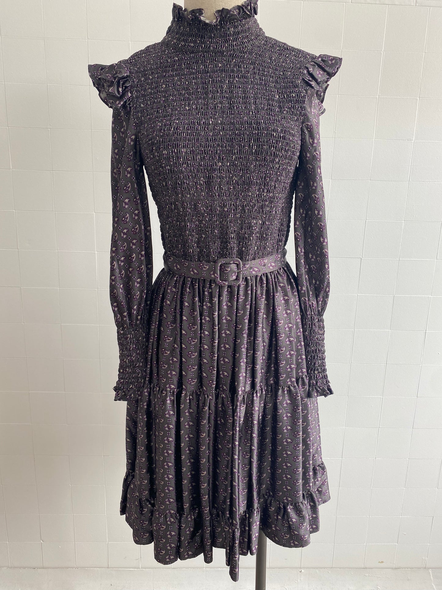 SCANLAN THEODORE LONG SLEEVE PAISLEY DRESS - SIZE 6