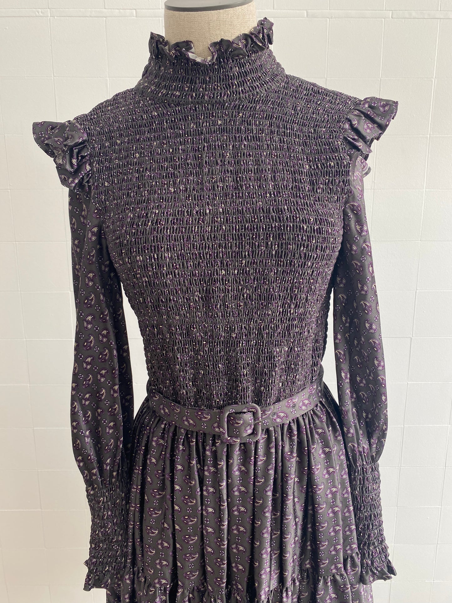 SCANLAN THEODORE LONG SLEEVE PAISLEY DRESS - SIZE 6