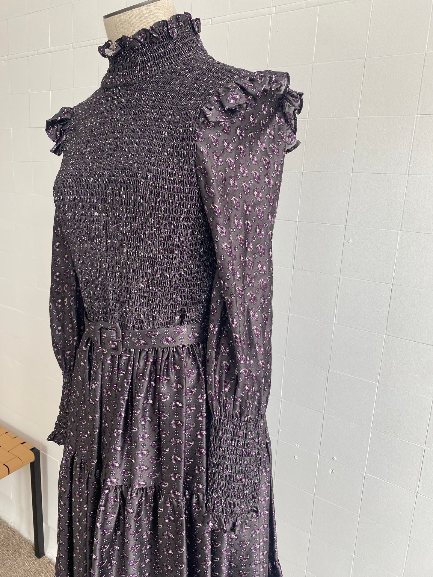 SCANLAN THEODORE LONG SLEEVE PAISLEY DRESS - SIZE 6