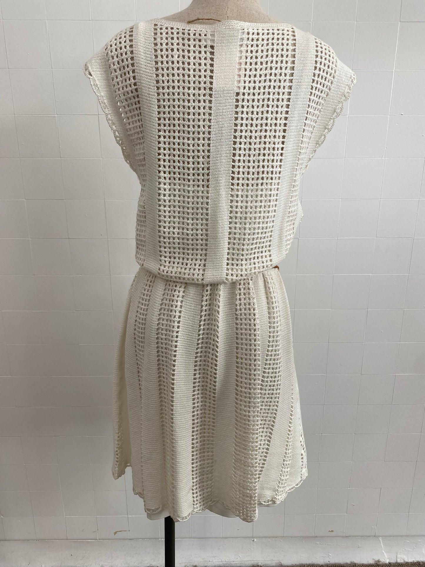 ZIMMERMANN SHORT SLEEVED CROCHET DRESS - SIZE 2 (SIZE 12)