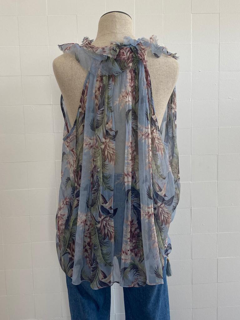 ZIMMERMANN SLEEVELESS SHEER FLORAL TOP SIZE - 0