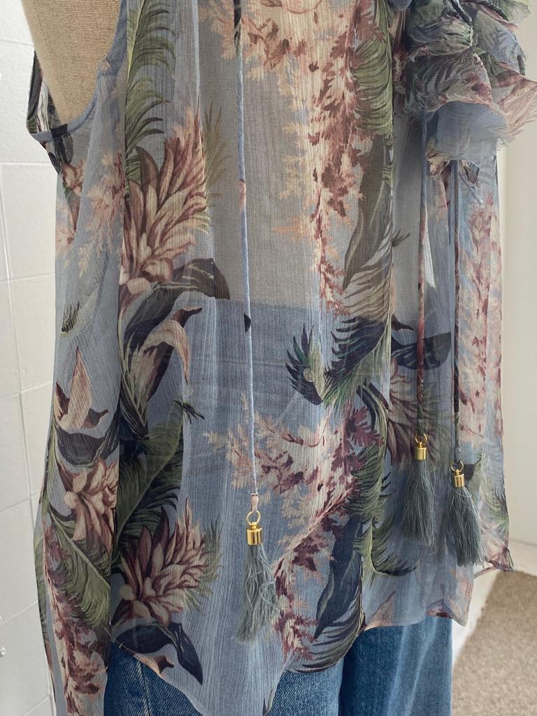 ZIMMERMANN SLEEVELESS SHEER FLORAL TOP SIZE - 0